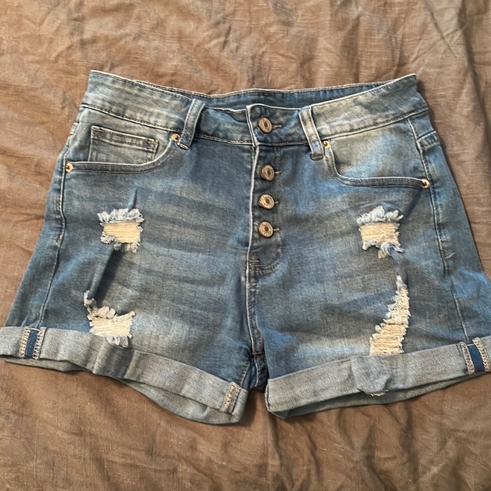 No name destroyed stretchy denim shorts